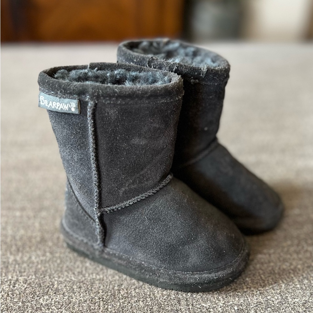BearPaw Black Kids Boots